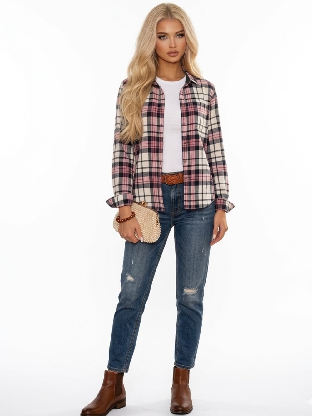 The North Face Berkeley Pink Plaid Girlfriend Button Up Flannel Shirt M